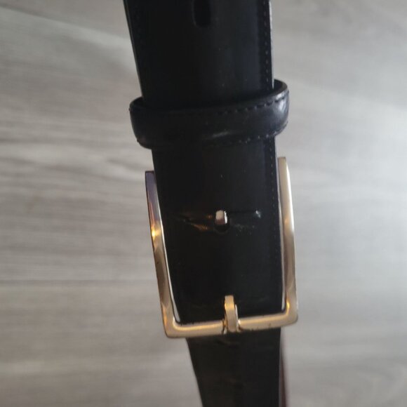 Perry Ellis Reversible Leather Belt Black & Brown With Silver-Tone Buckle - Picture 4 of 5